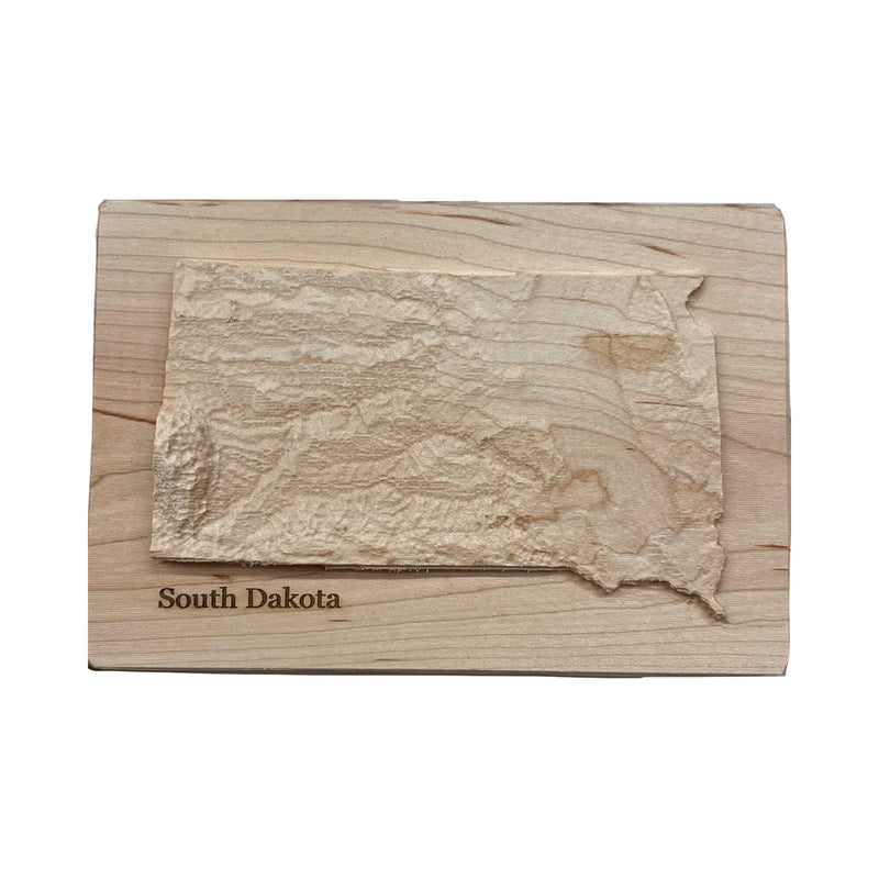 South Dakota Wood Carved 3D Relief Map | South Dakota State Gift