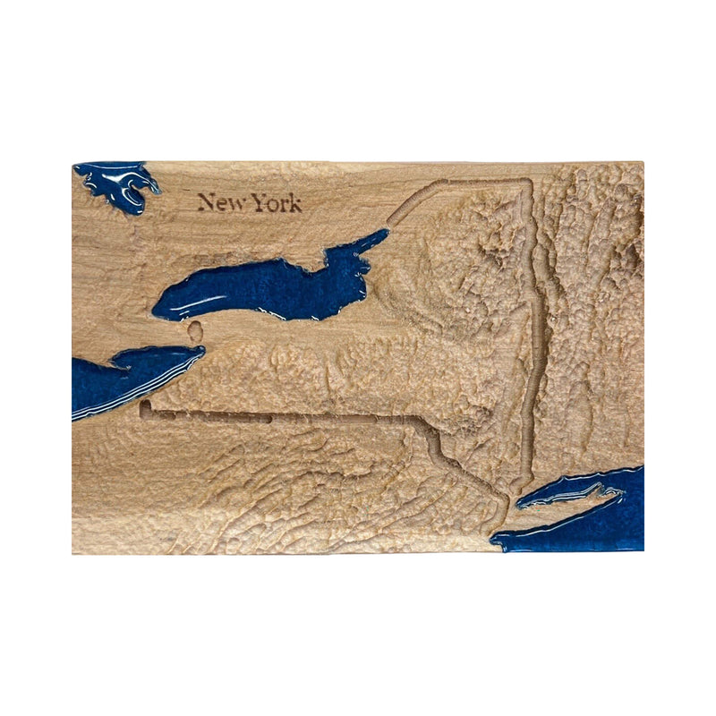 New York Wood Carved 3D Topographic Wooden Map | New York State Gift