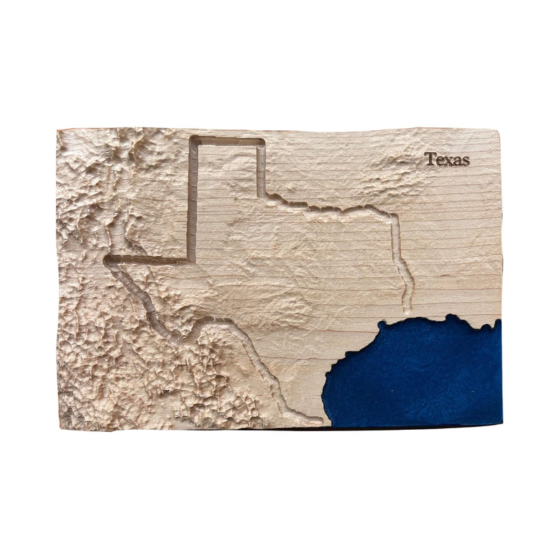 Texas State Wood Carved Relief 3D Topographic Wooden Map | Texas Gift