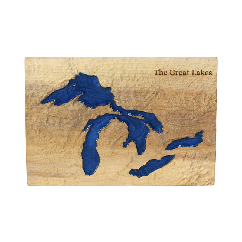 Great Lakes 3D Relief Wood Epoxy Art | Lakes Travel Gift