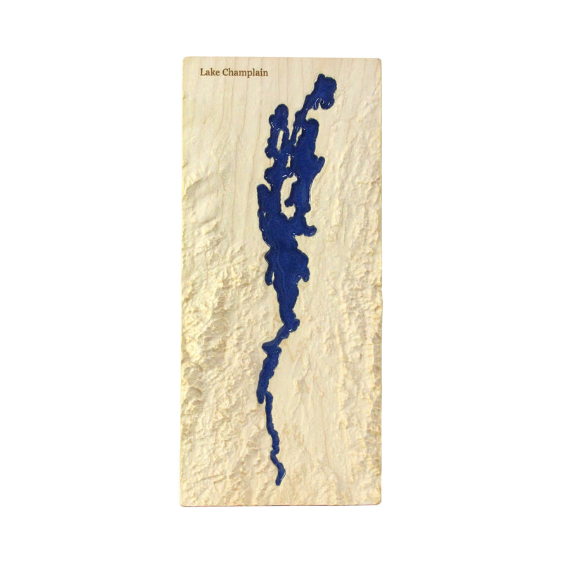 Lake Champlain 3D Relief Wood Epoxy Art | New York Gift | Vermont Gift